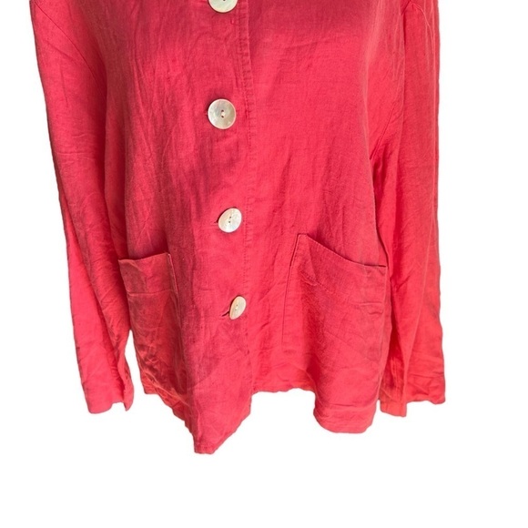 FLAX - Long Sleeve 100% Linen Button Down Shirt Blouse Sz S - Picture 3 of 8